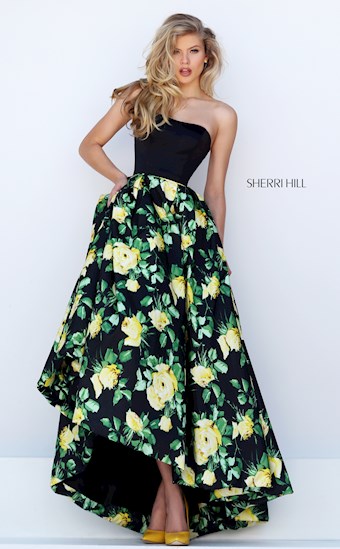 Sherri Hill 50206 #5 Black/Yellow Print vertical thumbnail