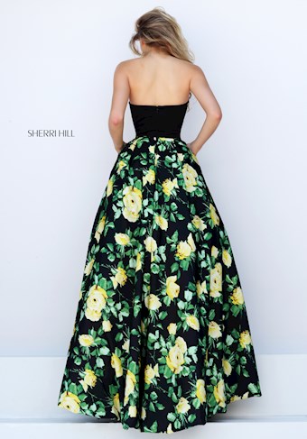 Sherri Hill 50206 #6 Black/Yellow Print vertical thumbnail
