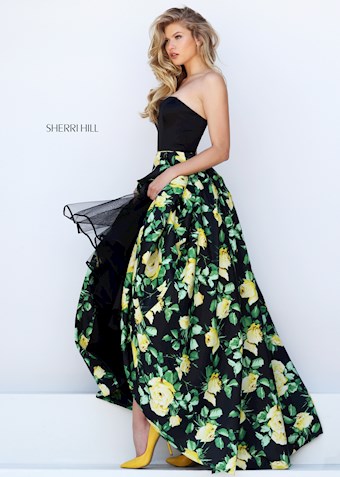 Sherri Hill 50206 #2 Black/Yellow Print vertical thumbnail