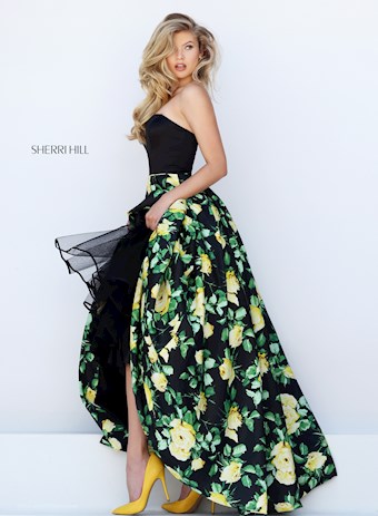 Sherri Hill 50206 #3 Black/Yellow Print vertical thumbnail