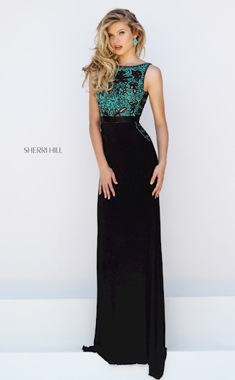 Sherri Hill 50213 #2 Black/Teal vertical thumbnail
