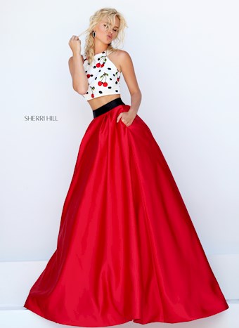 Sherri Hill 50217 #0 default Ivory/Red Print frontface vertical thumbnail