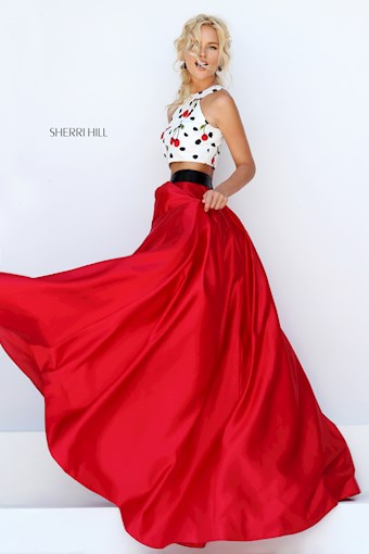 Sherri Hill 50217 #9 Ivory/Red Print vertical thumbnail