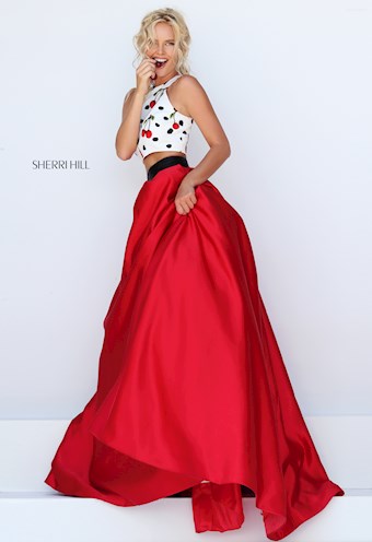 Sherri Hill 50217 #6 Ivory/Red Print vertical thumbnail