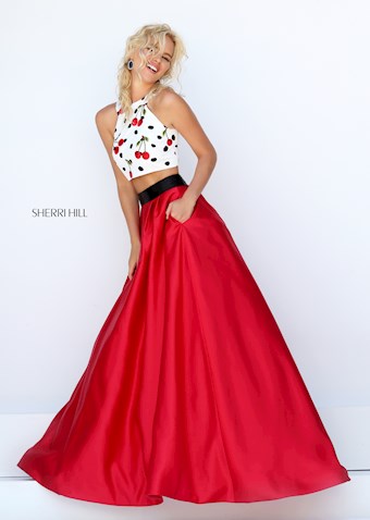 Sherri Hill 50217 #5 Ivory/Red Print vertical thumbnail