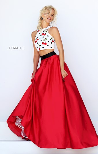 Sherri Hill 50217 #7 Ivory/Red Print vertical thumbnail