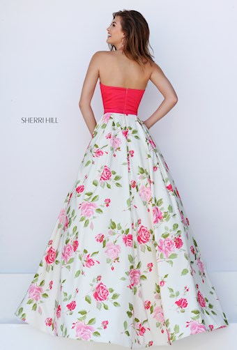 Sherri Hill 50231 #1 Coral/Ivory Print vertical thumbnail