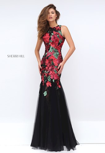 Sherri Hill 50250 #0 default Black/Red frontface vertical thumbnail