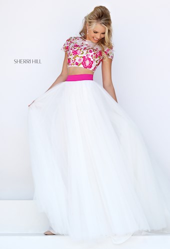 Sherri Hill 50325 #0 default Ivory/Fuchsia frontface vertical thumbnail