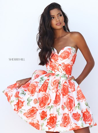Sherri Hill 50329 #7 Orange Print vertical thumbnail