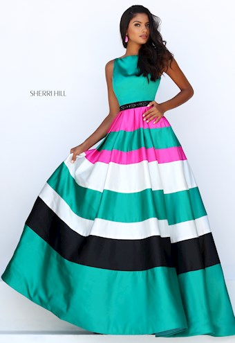 Sherri Hill 50332 #0 default Emerald/Black/Fuchsia/Ivory frontface vertical thumbnail