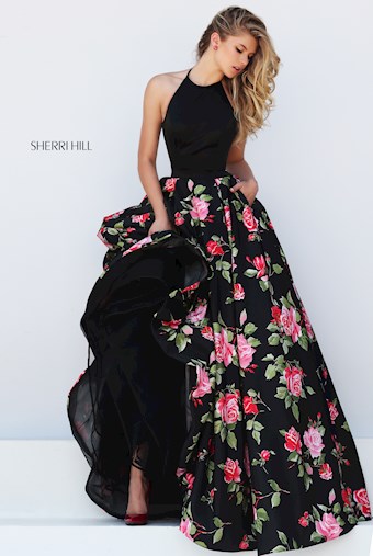 Sherri Hill 50333 #2 Black/Red Print vertical thumbnail