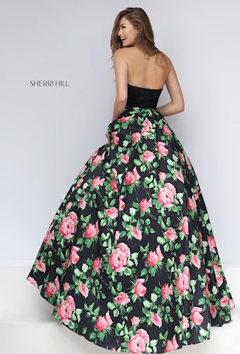 Sherri Hill 50337 #2 Black/Pink Print vertical thumbnail