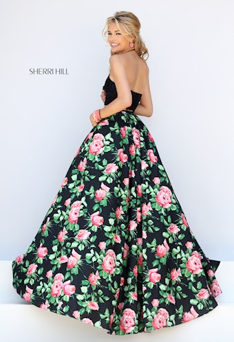 Sherri Hill 50337 #1 Black/Pink Print vertical thumbnail