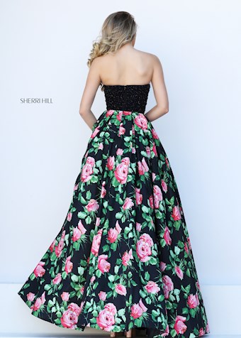 Sherri Hill 50354 #1 Black/Pink Print vertical thumbnail