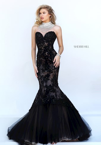 Sherri Hill 50356 #6 Black/Nude vertical thumbnail