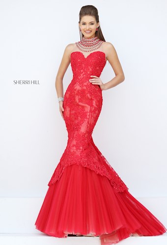 Sherri Hill 50356 #0 default Red/Nude frontface vertical thumbnail