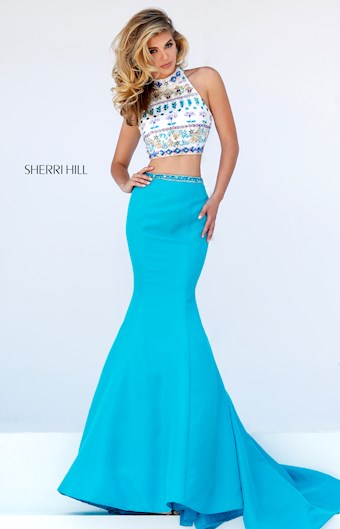 Sherri Hill 50373 #0 default Ivory/Turquoise frontface vertical thumbnail
