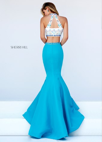 Sherri Hill 50373 #1 Ivory/Turquoise vertical thumbnail