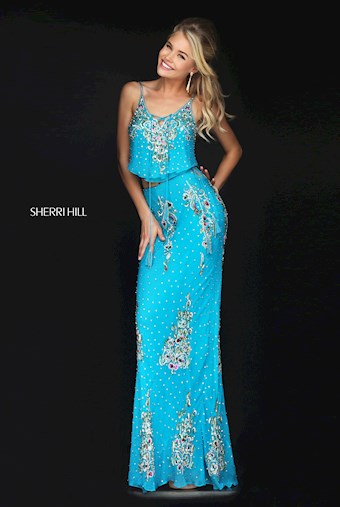 Sherri Hill 50375 #14 Turquoise/Multi vertical thumbnail