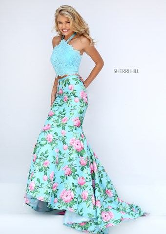 Sherri Hill 50387 #1 Light Blue Print vertical thumbnail