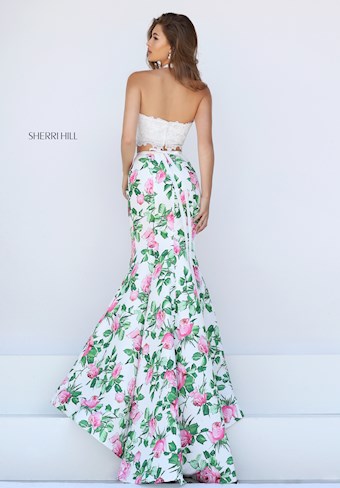 Sherri Hill 50398 #1 Ivory/Pink Print vertical thumbnail