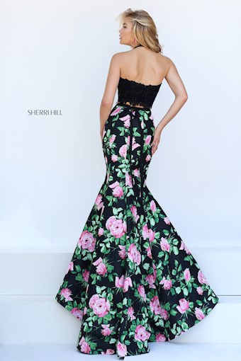 Sherri Hill 50399 #2 default Black/Pink Print backface vertical thumbnail