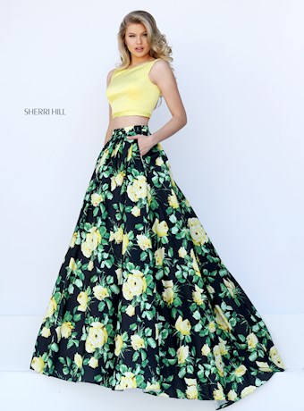 Sherri Hill 50401 #2 Yellow/Black Print vertical thumbnail