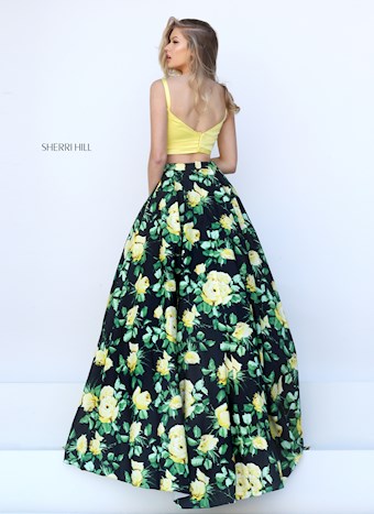 Sherri Hill 50401 #1 Yellow/Black Print vertical thumbnail