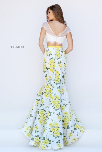 Sherri Hill 50421 #8 Ivory/Yellow Print vertical thumbnail