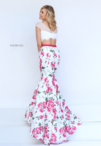 Sherri Hill 50421 #4 Ivory/Pink Print vertical thumbnail