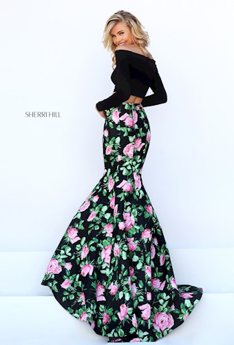 Sherri Hill 50423 #2 Black/Pink Print vertical thumbnail
