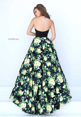 Sherri Hill 50424 #1 Black/Yellow Print vertical thumbnail