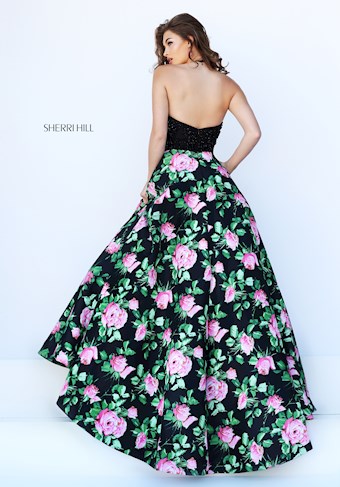 Sherri Hill 50425 #3 Black/Pink Print vertical thumbnail