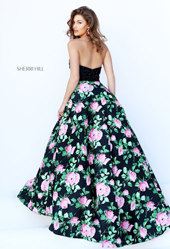 Sherri Hill 50425 #2 Black/Pink Print vertical thumbnail