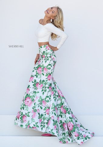 Sherri Hill 50433 #3 Ivory/Pink Print vertical thumbnail