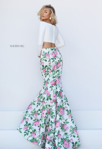 Sherri Hill 50433 #2 Ivory/Pink Print vertical thumbnail
