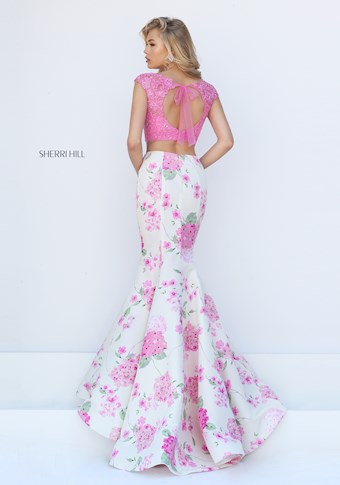 Sherri Hill 50435 #1 Pink/Ivory Print vertical thumbnail