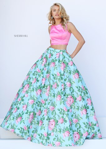 Sherri Hill 50447 #1 Pink/Light Blue Print vertical thumbnail
