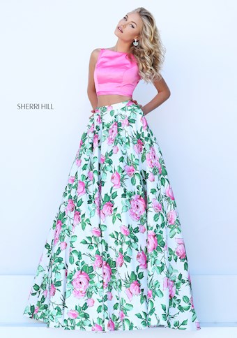 Sherri Hill 50448 #0 default Pink/Ivory Print frontface vertical thumbnail