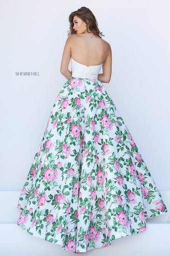 Sherri Hill 50451 #1 Ivory/Pink Print vertical thumbnail