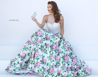 Sherri Hill 50451 #3 Ivory/Pink Print vertical thumbnail
