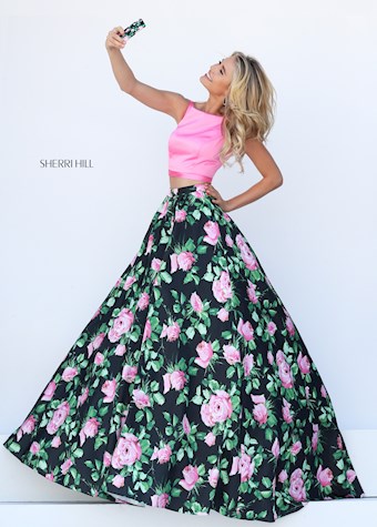 Sherri Hill 50456 #0 default Pink/Black Print frontface vertical thumbnail
