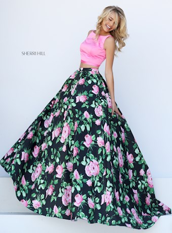 Sherri Hill 50456 #1 Pink/Black Print vertical thumbnail