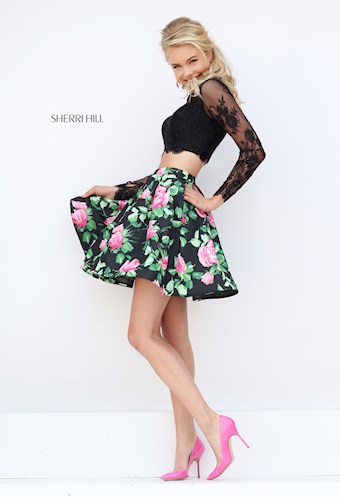 Sherri Hill 50461 #1 Black/Pink Print vertical thumbnail