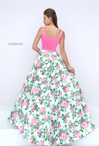 Sherri Hill 50462 #1 Pink/Ivory Print vertical thumbnail