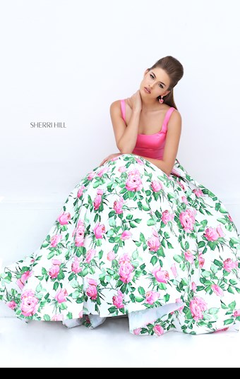Sherri Hill 50462 #2 Pink/Ivory Print vertical thumbnail