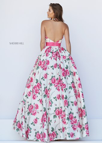 Sherri Hill 50472 #5 Ivory/Pink Print vertical thumbnail