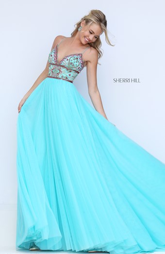 Sherri Hill 50474 #0 default Turquoise/Multi frontface vertical thumbnail