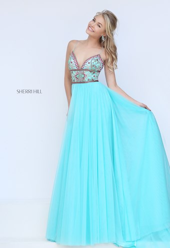 Sherri Hill 50474 #16 Turquoise/Multi vertical thumbnail